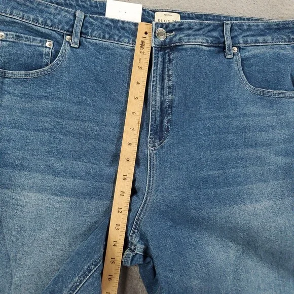 New Eloquii The Barrel Jean Womens 20 Blue Wash High Rise Stretch Comfort Denim - Picture 5 of 13